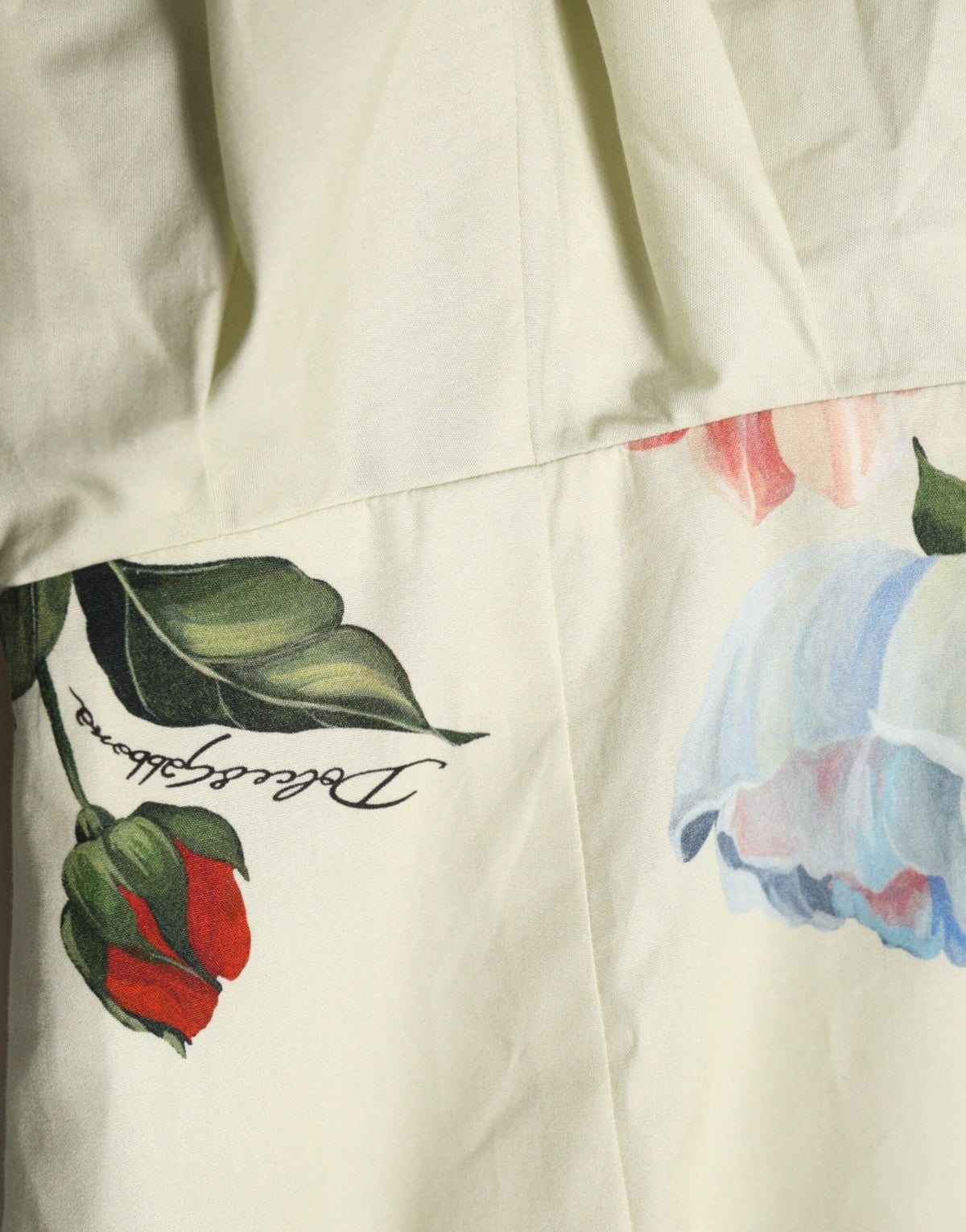 Dolce & Gabbana beiges ärmelloses A-Linien-Kleid mit Blumenmuster