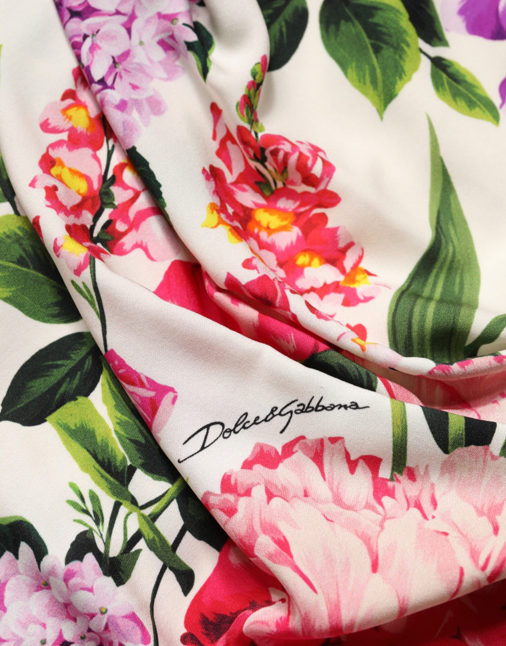 Mini-robe ruchée en soie charmeuse multicolore à imprimé floral Dolce & Gabbana