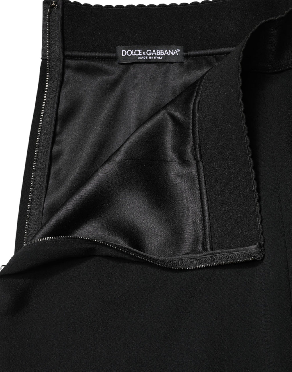 Dolce & Gabbana Black Mid Waist A-line Knee Length Skirt