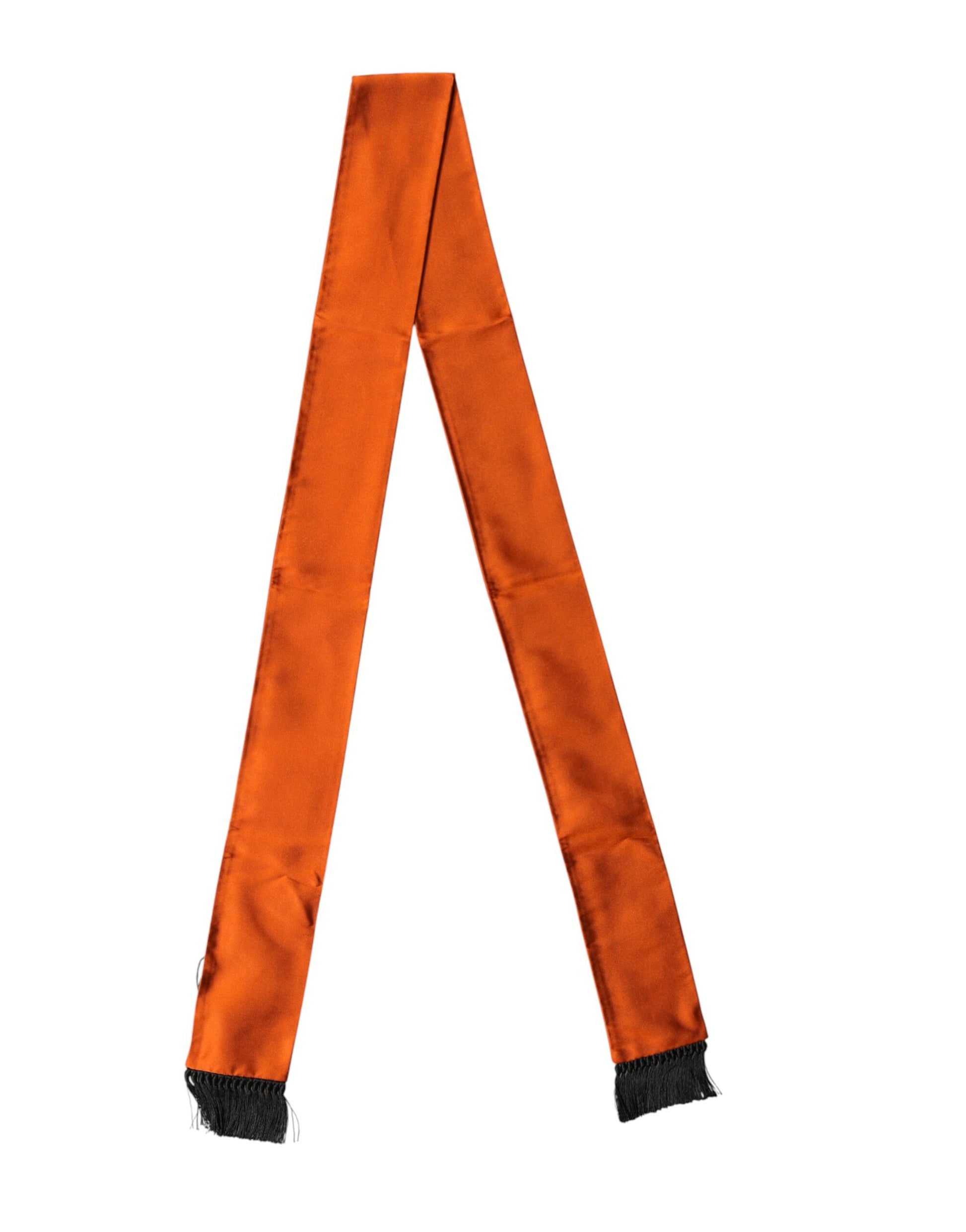 Dolce & Gabbana Orange Silk Fringes Neck Wrap Foulard Scarf
