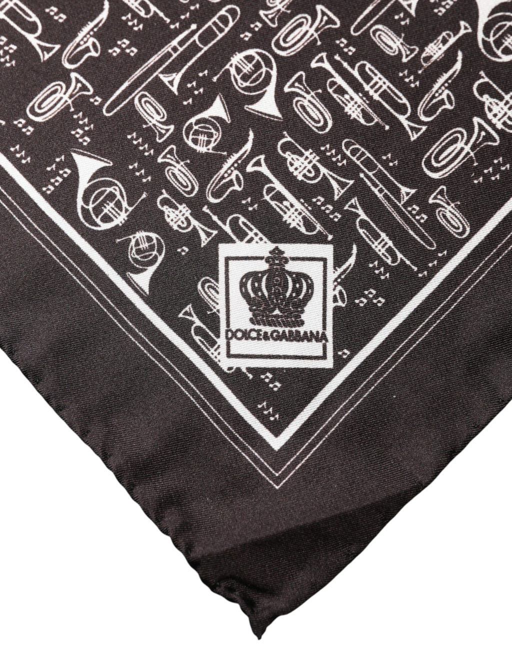 Dolce & Gabbana Brown Jazz Club Square Handkerchief Men 32cm x 31cm Scarf