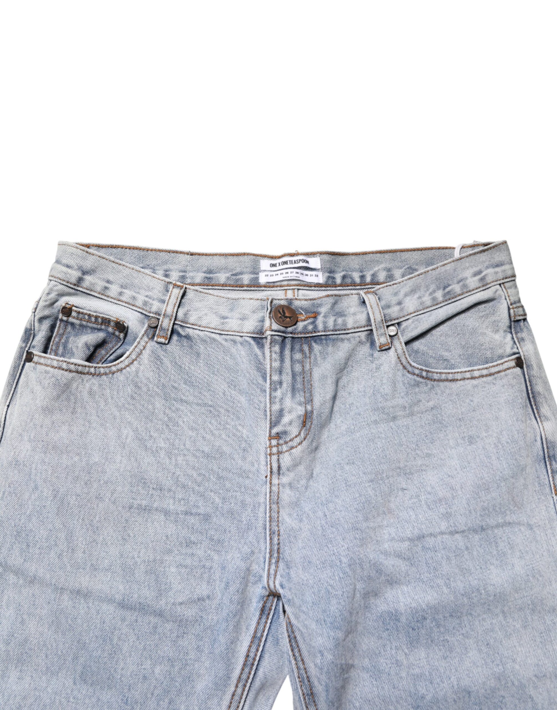 One Teaspoon Blue Straight Leg Jeans for Women side view