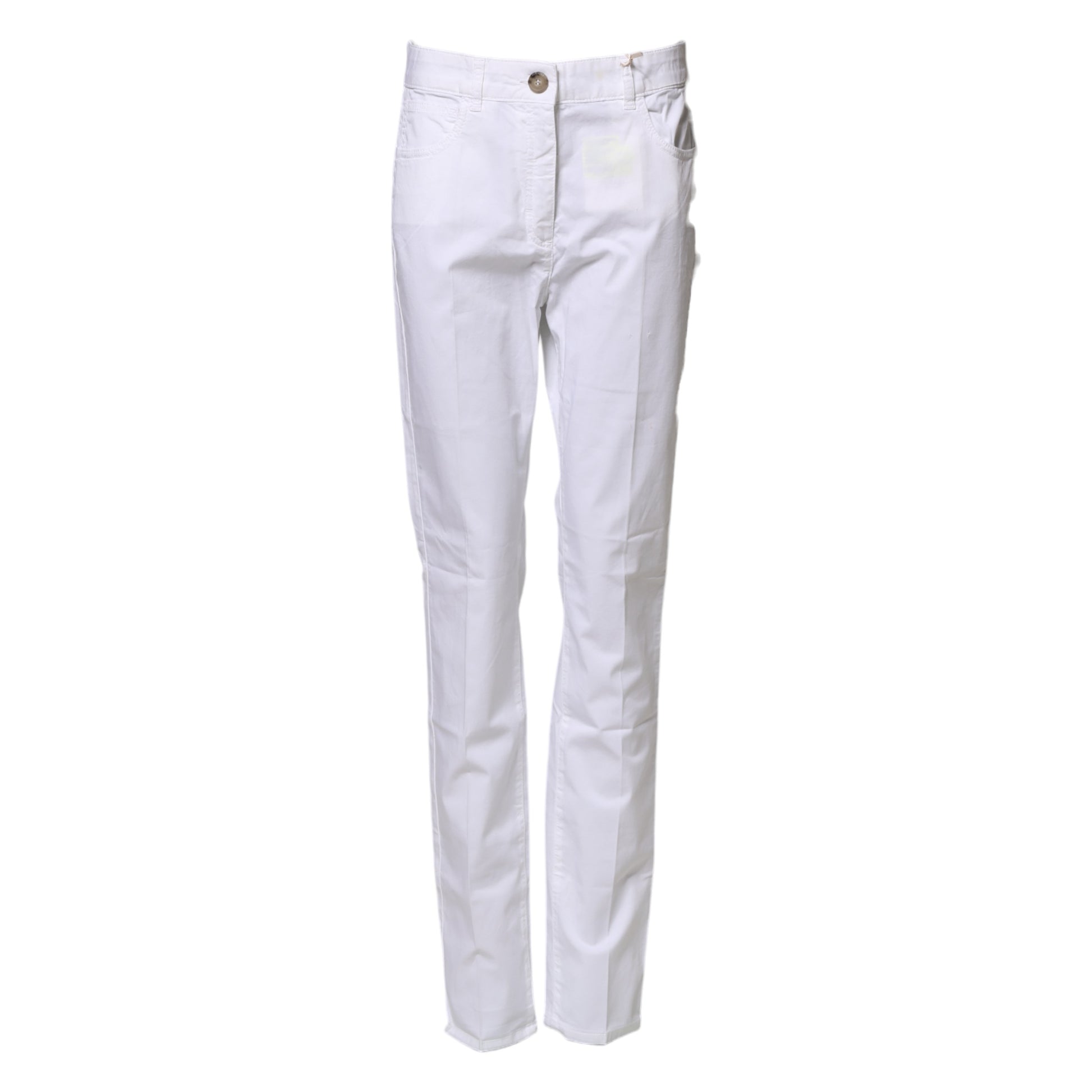 Pantalon Chino Ajusté Taille Moyenne en Coton Blanc Peserico