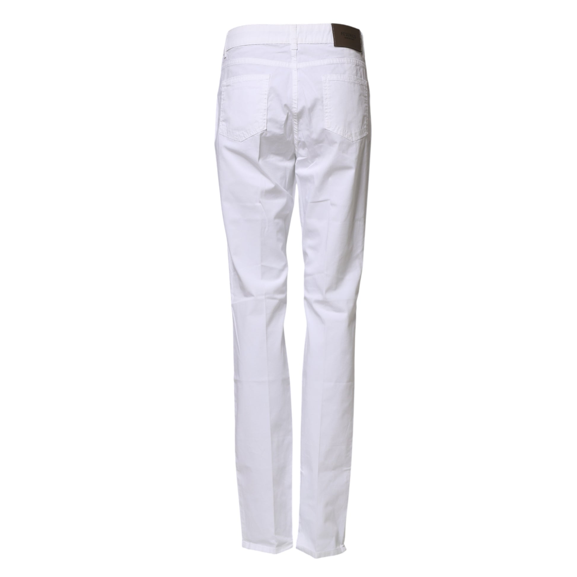 Pantalon Chino Ajusté Taille Moyenne en Coton Blanc Peserico