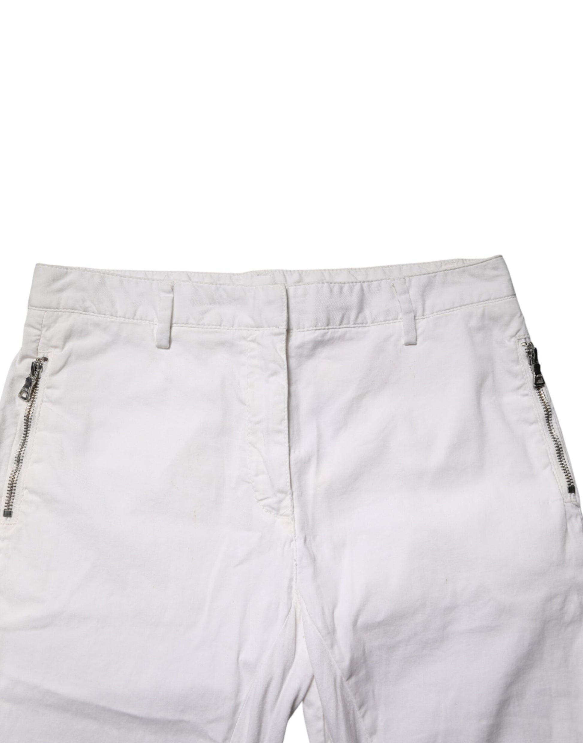 Gaudi White Mid Waist Skinny Chino Cotton Trouser Pants