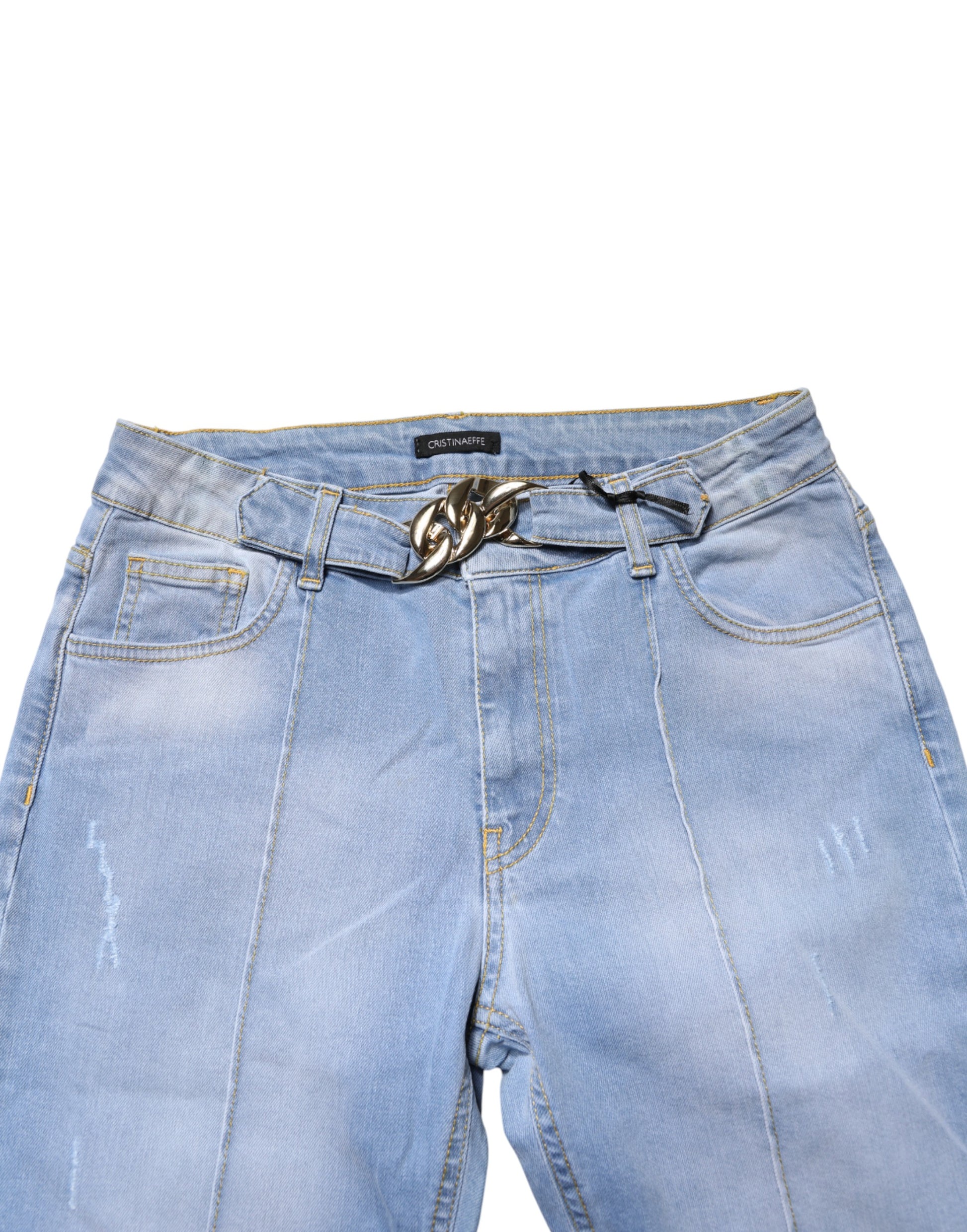 CRISTINAEFFE Jean Bootcut Taille Haute Délavé Bleu Clair