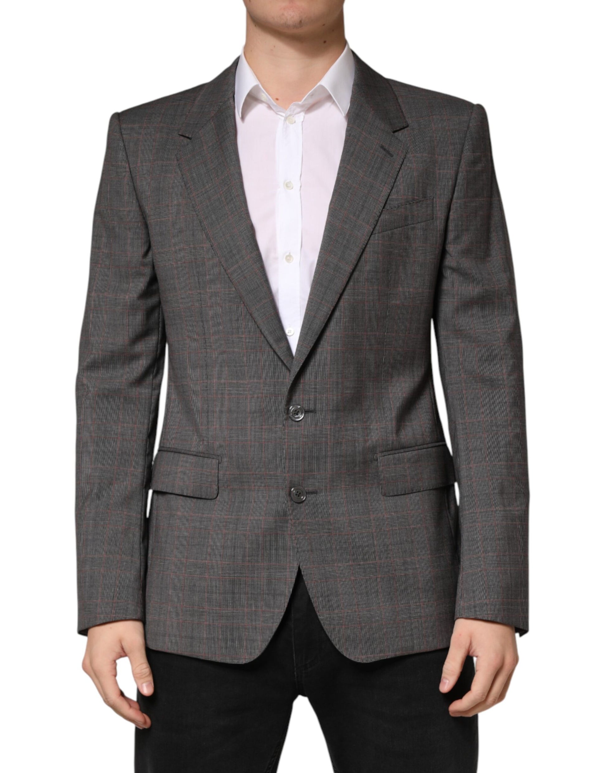 Blazer Dolce & Gabbana gris en laine, droit, à 2 boutons