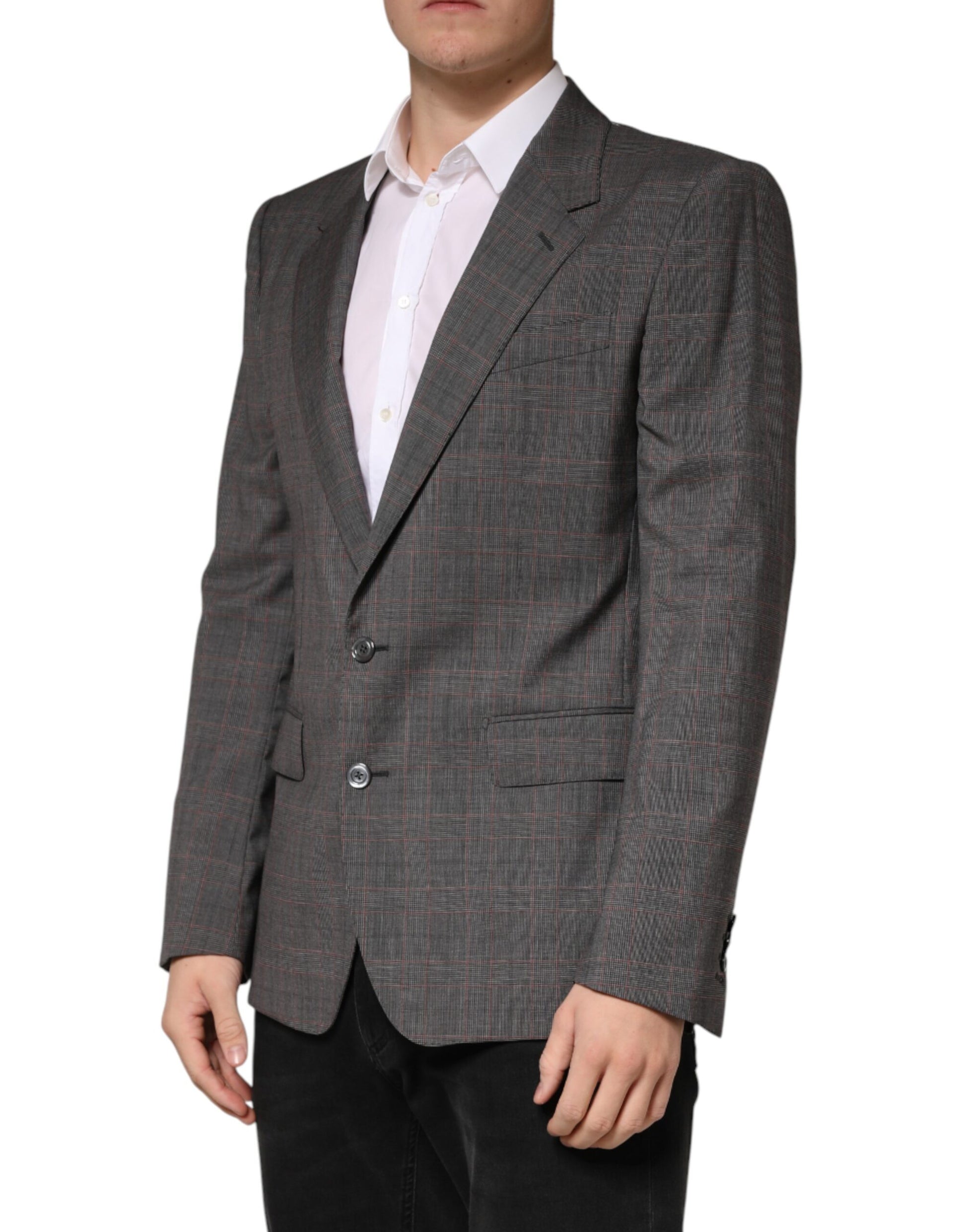 Blazer Dolce & Gabbana gris en laine, droit, à 2 boutons
