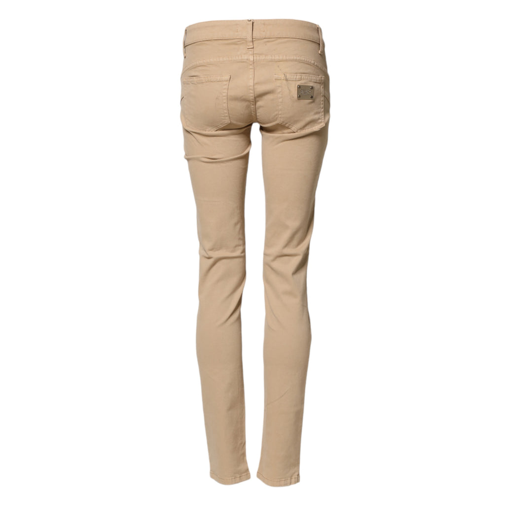 Jeans slim taille basse décontractés en denim beige Liu Jo