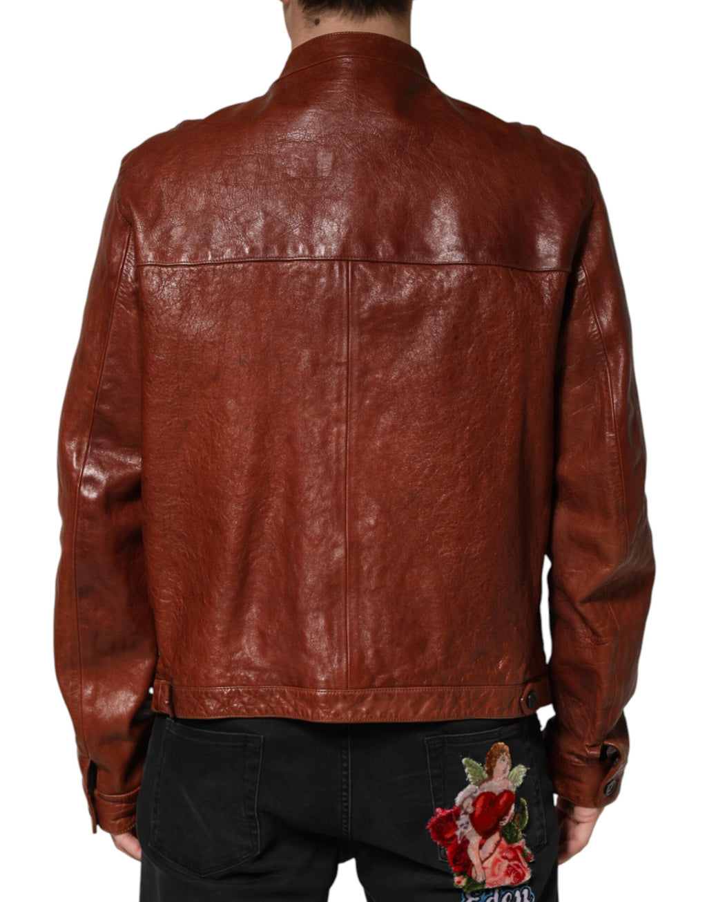 Dolce & Gabbana Brown Biker Jackets for Men side view