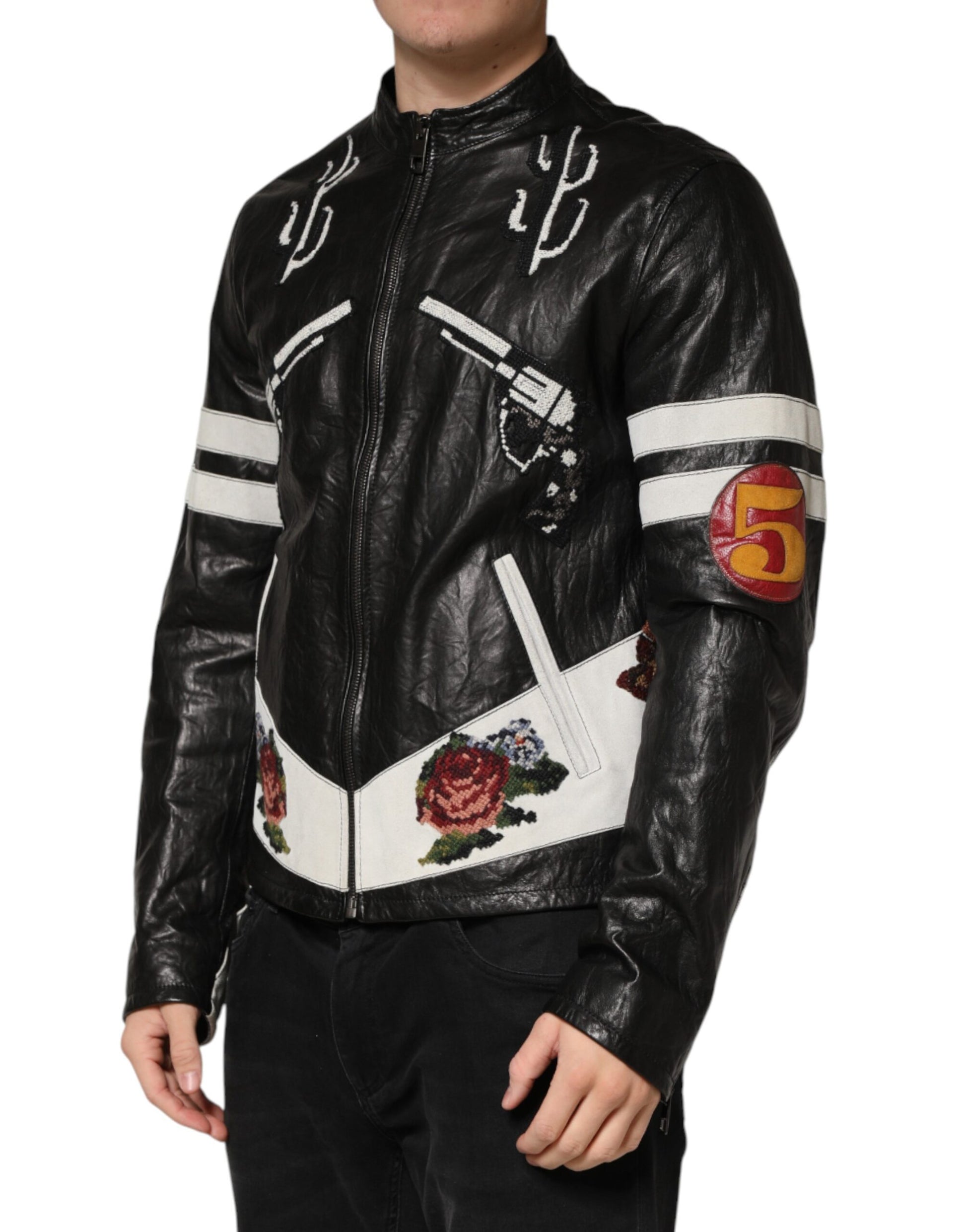 Dolce & Gabbana Black Biker Jackets for Men detail view