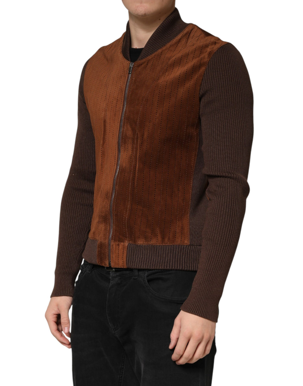 Dolce & Gabbana Brown Biker Jackets for Men detail view