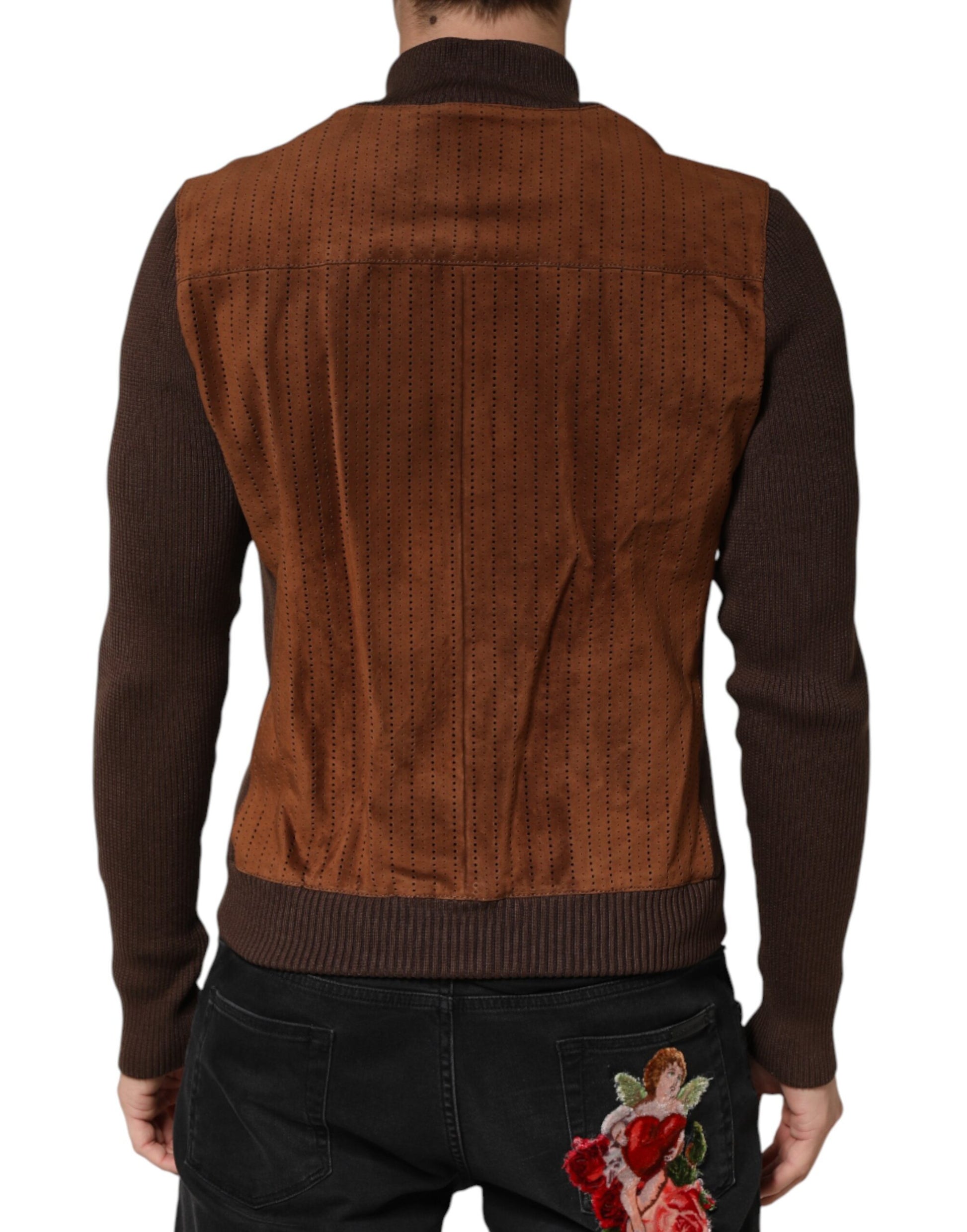 Dolce & Gabbana Brown Biker Jackets for Men side view