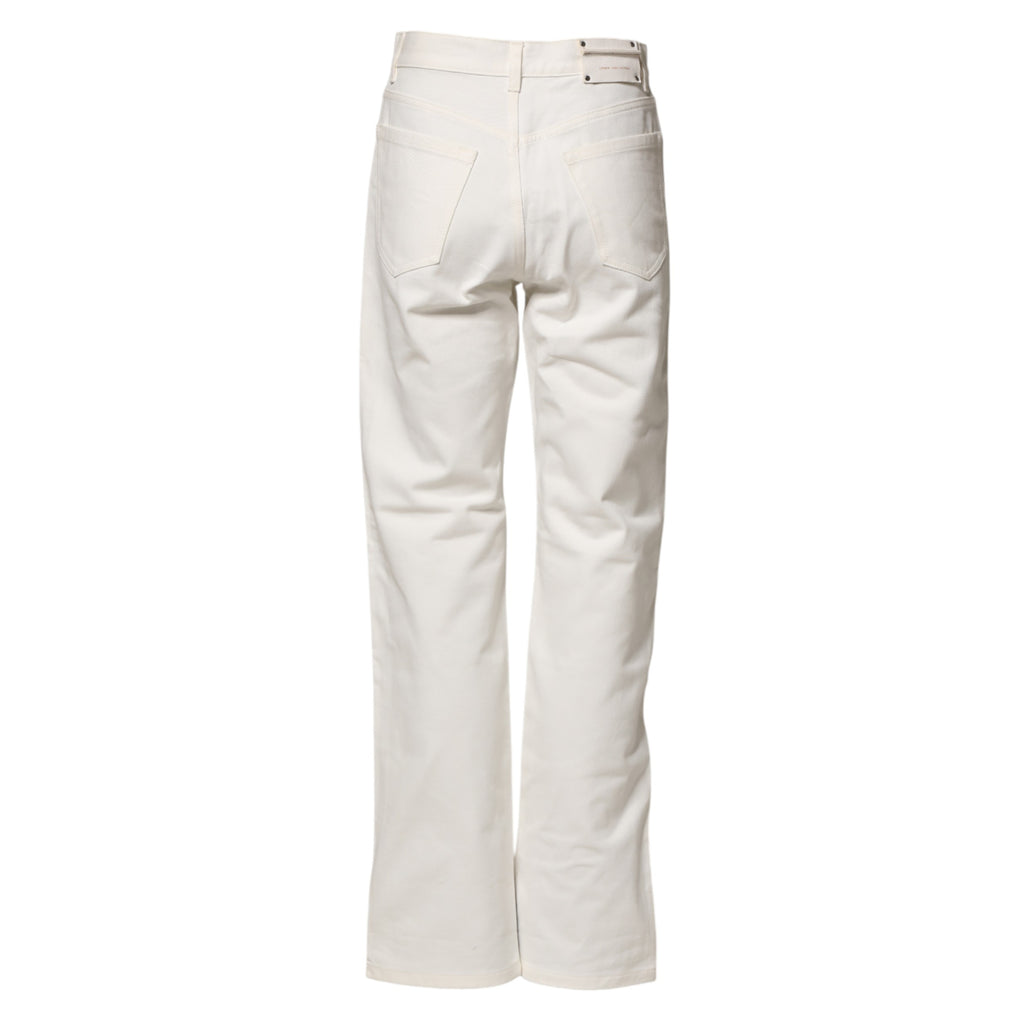 Dries Van Noten White Straight Bow Details Denim Casual Jeans