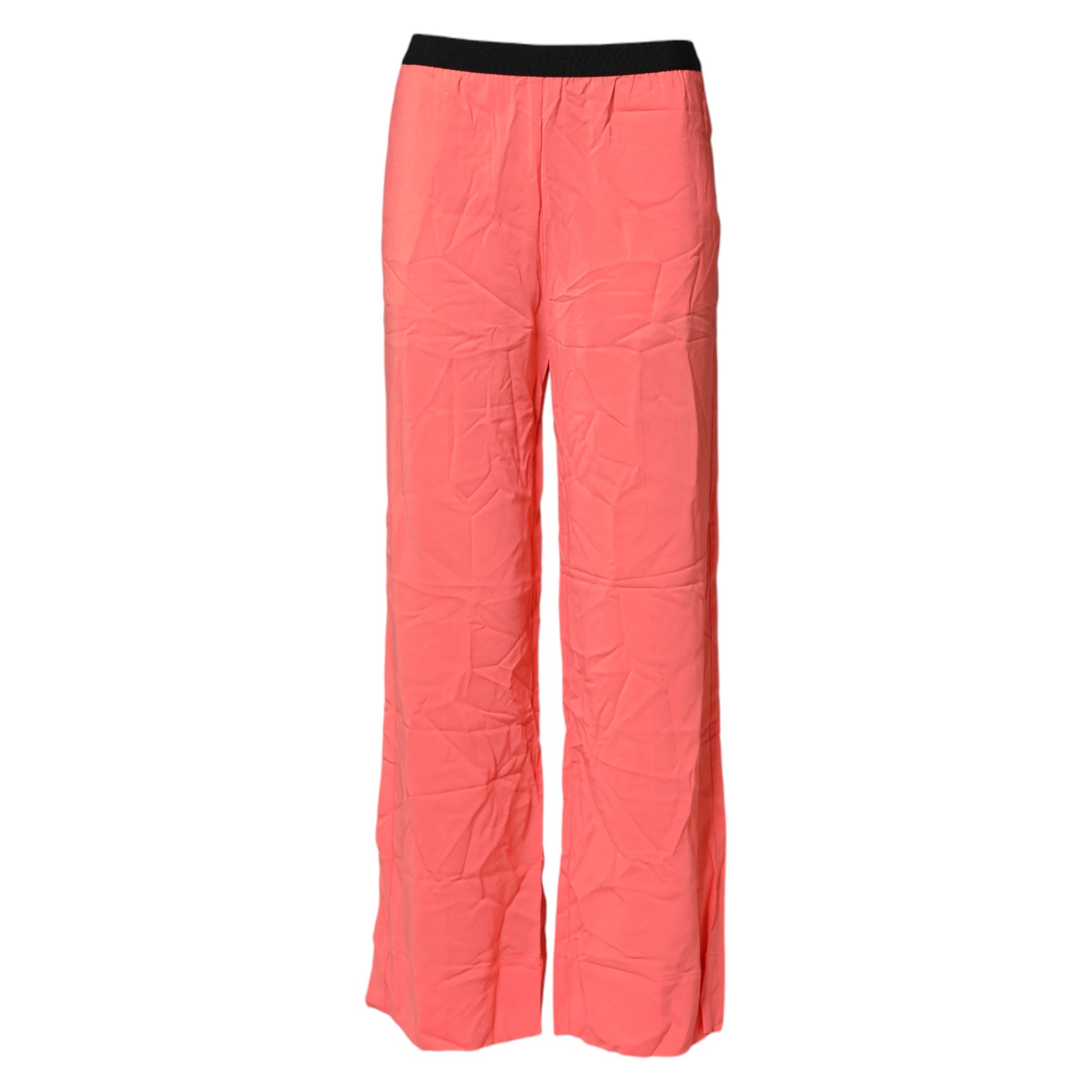 Pantalon large taille haute droit Jucca rose fluo