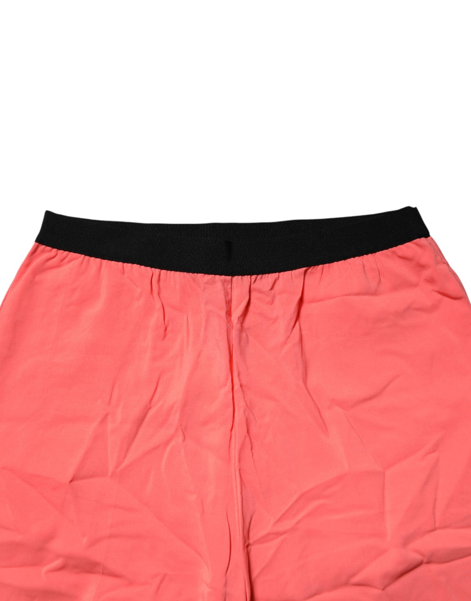 Pantalon large taille haute droit Jucca rose fluo