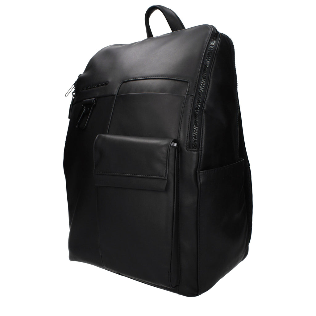 Piquadro Black Leather Backpack