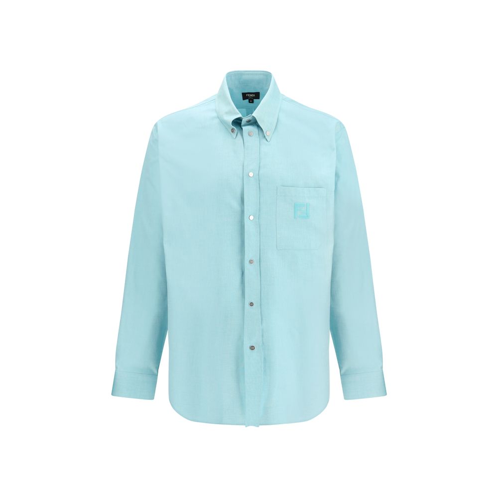 Fendi Blue Cotton Dress Shirt